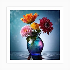 Colorful Flowers In A Vase 26 Art Print