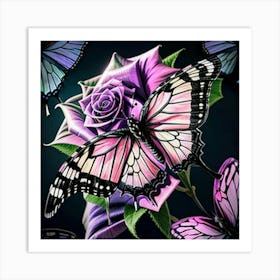 Butterfly And Roses Dreams Art Print