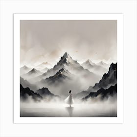 Girl In The Mountains Art Print