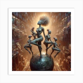 Futuristic Dancers 3 Art Print