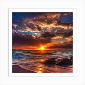 Sunset On The Beach 871 Art Print