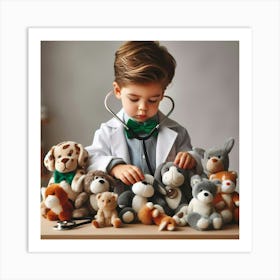 Doctor With Stuffed Animals Art Print