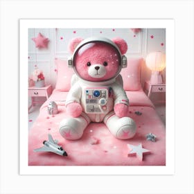 Astronaut Teddy Bear Art Print