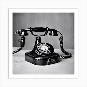 Black And White Telephone Art Print