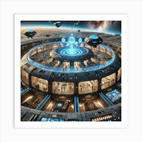 A Close Up Futuristic Sci Fi Depiction Focusing On Trade Centers Art Print