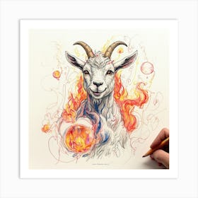 Goat On Fire 6 Art Print