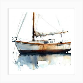 Sailboat Watercolor Painting 1 Art Print