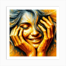 Abstract Wall Art Of A Smiling Woman Art Print