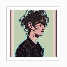 Man With Curly Hair 1 Art Print