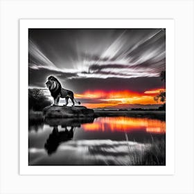 Sunset Lion 1 Art Print