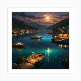 Mediterranean Sea At Night Art Print