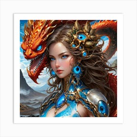 Girl With A Dragon fui Art Print