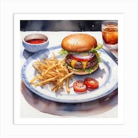 Burger And Fries 27 Art Print