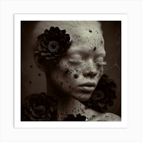 Woman With Flowers On Her Face 1 Art Print