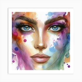 Watercolor Of A Woman'S Face 28 Art Print