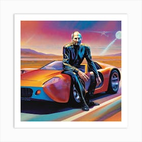 Man On A Car Art Print