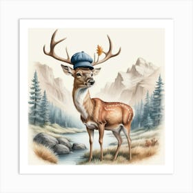 Deer With Hat Art Print