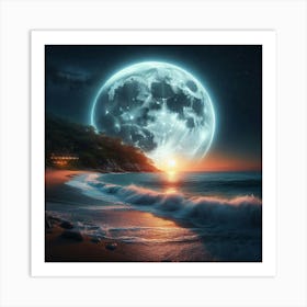 Full Moon Over The Ocean 11 Art Print