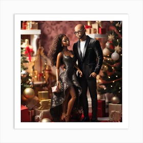 Realistic Black Couple Christmas Stylish Deep In 3 Art Print