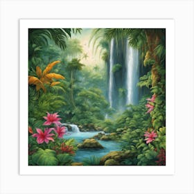 Waterfall In The Jungle Art Print