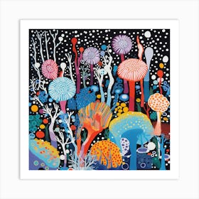 Mushrooms In The Forest 1 Art Print