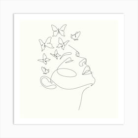 Butterfly In The Head Art Print