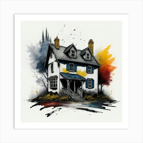 Colored House Ink Painting (113) Art Print