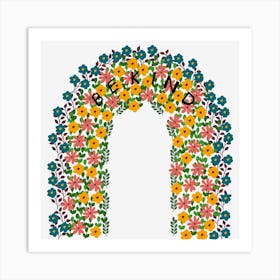 Aesthetic Rainbow Arch Of Colorful Flowers Art Print