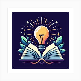 Books With Bulb Idea Design Glowing Bulb On Book Ideas (2) Art Print