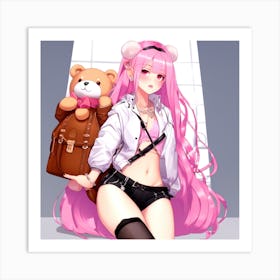 Pink Haired Girl 2 Art Print