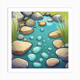 Small Stream With Rocks Art Print