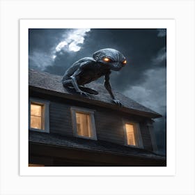 Alien On Roof Art Print