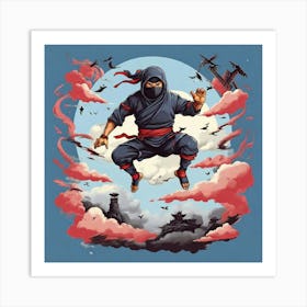 Ninja Flying art print Art Print