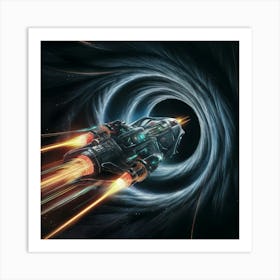 Spaceship In Space Art Print