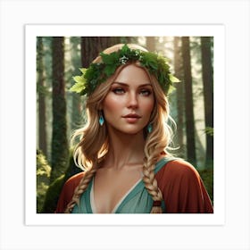 Portrait Of A Swedish Woman In The Forest-1 Art Print