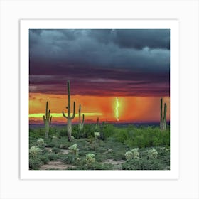 Sunset Over Saguaro 1 Art Print