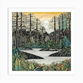 Sunrise In The Woods 2 Art Print