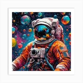 Astronaut Bubbles Art Print