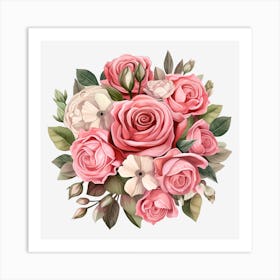 Bouquet Of Pink Roses 6 Art Print