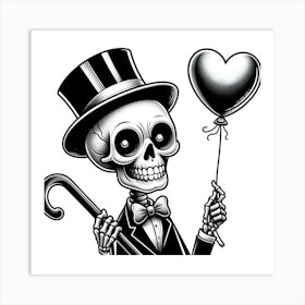 Skeleton Holding Balloon 1 Art Print