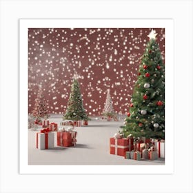 Christmas Trees In The Snow Art Print