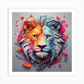 Colorful Lion Head Art Print