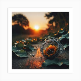 Sunflower At Sunset Art Print