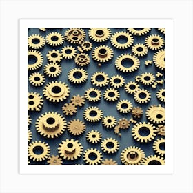 Realistic Gear Flat Surface Pattern For Background Use Isometric Digital Art Smog Pollution Tox Art Print