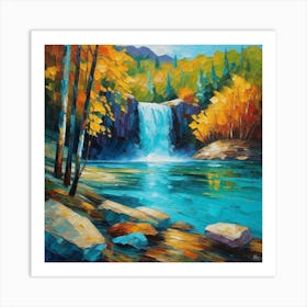 Waterfall In Autumn 9 Art Print