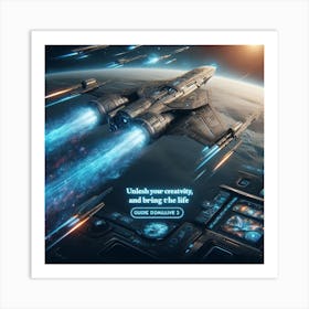 Spaceship In Space 16 Art Print