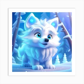 Wolf pup In The Snow Art Print