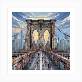 A Stunning Illustration Of The Iconic Brooklyn Bri 3oaaqjv7t Cfrrjitcjpsw Ztn4fuvgqbougaba1t6xtw Art Print