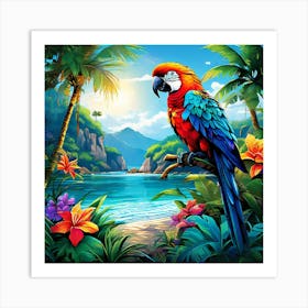 Beaches With Gentle Wave ,Tropical, pic cell art, good flowers, nice colors, flowers, trees, digital art of nature, wall art of birds, wall art of flowers, wall art of greenery Art Print