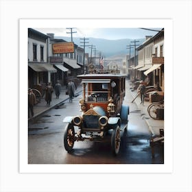 Early Small Town America And The Automobile ~Reimagined 3 Art Print